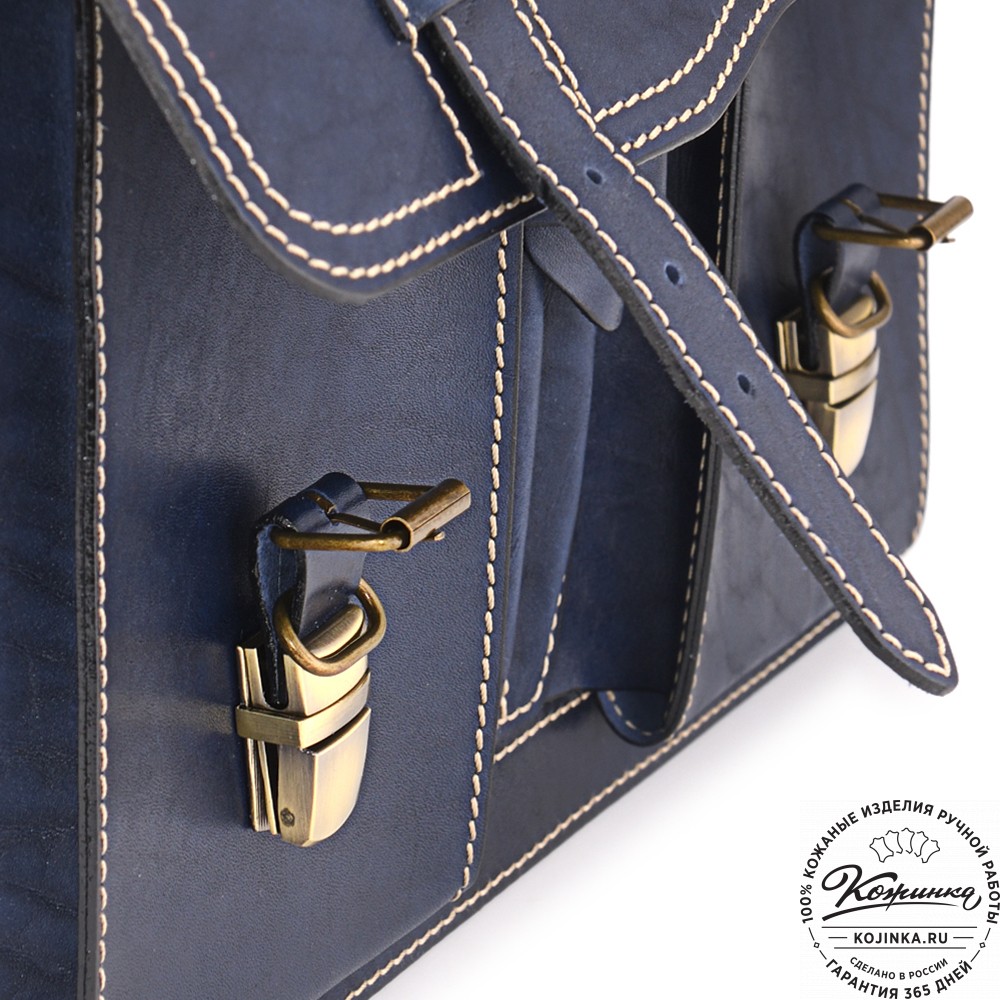 Кожаный портфель "Юрист" (синий)